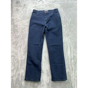 Lee Jean Women Sz 16 Long  Dark Blue Relaxed Fit At The Waist Straight Western